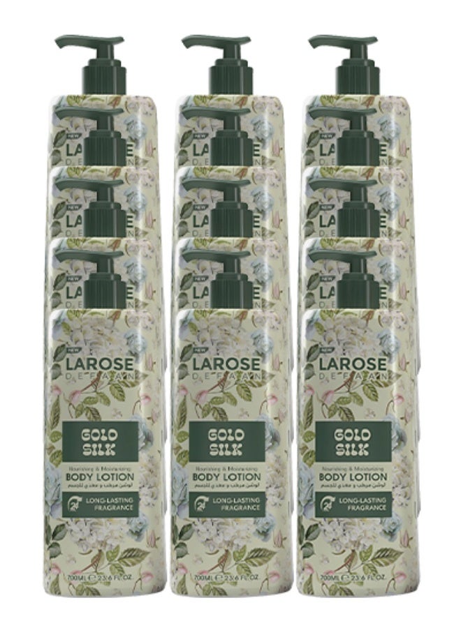 لا روز 12 قطع لوشن للجسم المغذي والمرطب برائحة جولد سيلك  يدوم طويلاً 700 مل - Image 1