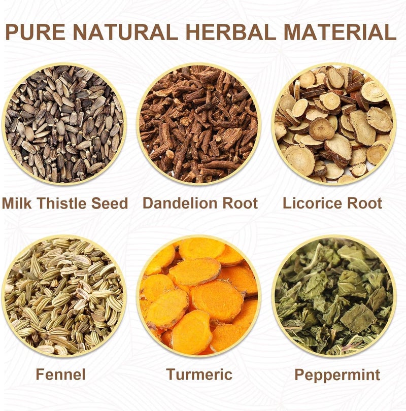 TEARELAE Detox Tea - 30 Count Herbal Tea Bags with Milk Thistle, Dandelion, Licorice, Fennel, Turmeric, and Peppermint for Liver Support - Image 2