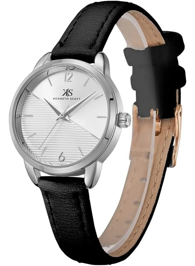 KENNETH SCOTT Women's White Dial Analog Watch - K22526-SLBW