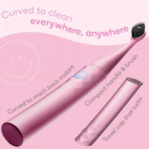 Burst Curve Sonic Electric Toothbrush for Adults Blush Pink Slim Travel Brush with Cover Ultra Soft Bristles Up to 2 Month Rechargeable Battery Two Modes Timer - Image 3