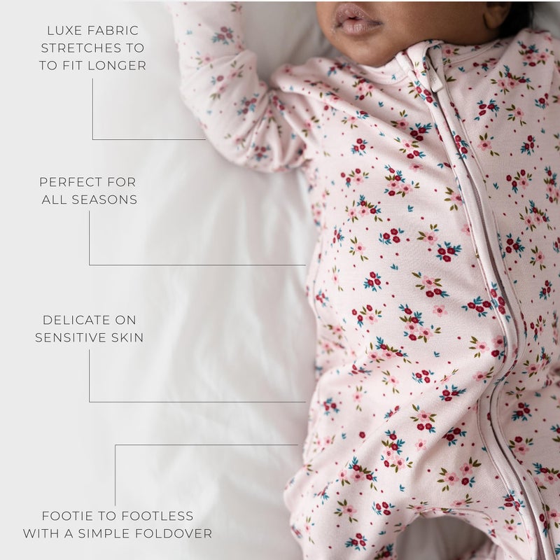 Posh Peanut Convertible Baby Sleepers - Girls Footless Baby Pajamas with 2 Way Zipper for Easy Diaper Changes - Agnes, 6-9 Months - Image 4