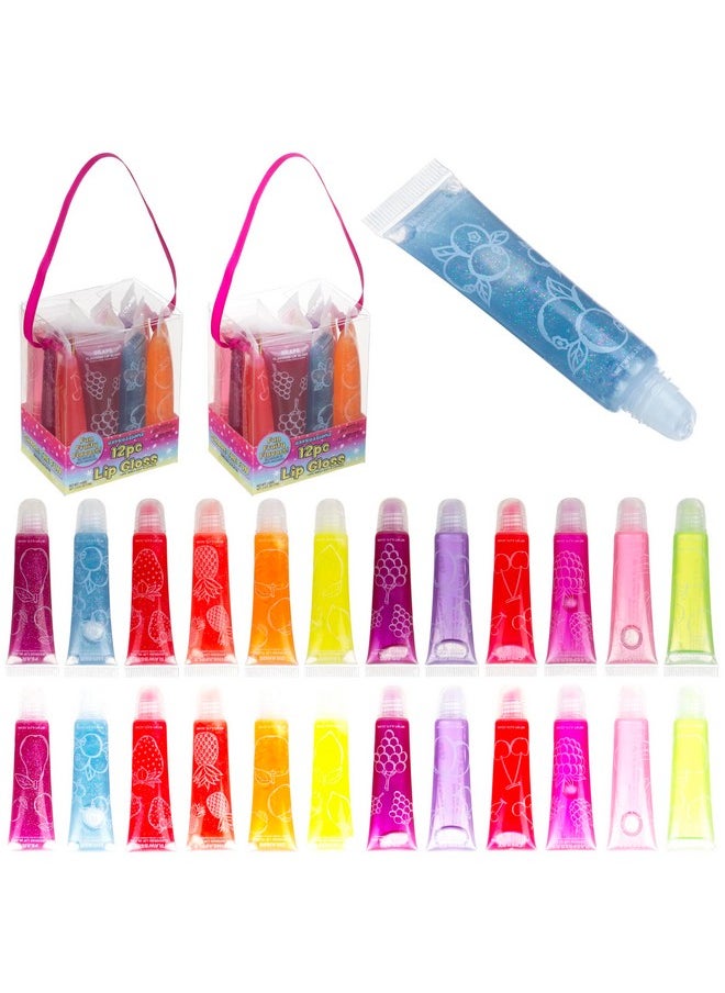 Expressions Expressions 24pc Lip Gloss Set, Flavored Lipgloss Squeeze Tubes with Carrying Case, Lip Gloss Set Value Pack, Assorted Fruit Flavored Lip Glosses, Kid-Friendly Non Toxic Makeup  - Image 1