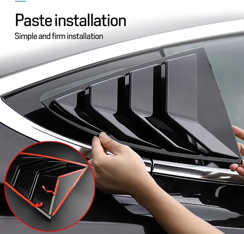 KUNGKIC Sport Style ABS Sun Rain Shade Vent Louvers for Tesla Model 3 2017-2024, 2PCS, Carbon Fibre - Image 5