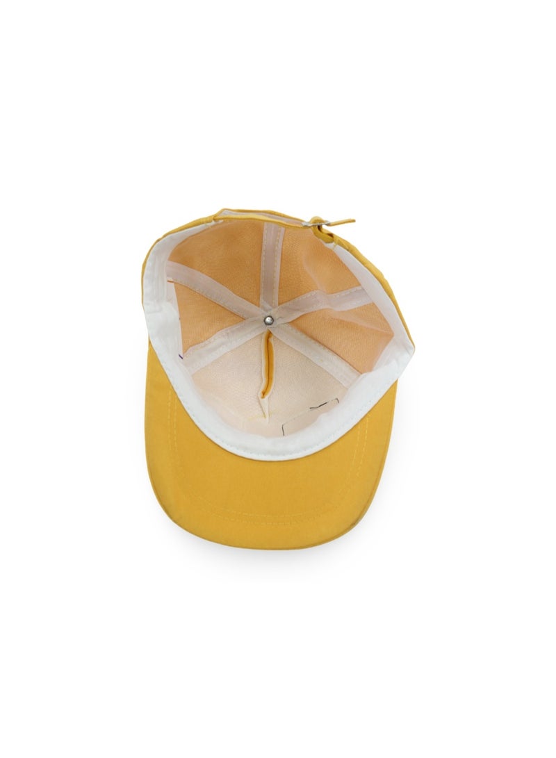 Fancy Unisex Cotton Cap – Yellow with "Happy with Cute" Design - Image 3