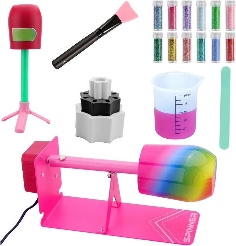LFSUM Cup Turner for Crafts Tumbler Cup Spinner Machine Kit,Wood Cuptisserie Turner DIY Glitter Epoxy Tumblers with Silent UL Motor Safety Switch 2 Foams Accessories (Simple) - Image 1