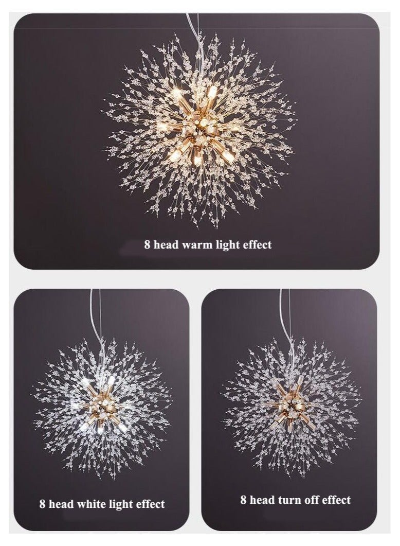 Modern Crystal Chandeliers Firework 8-Light Chrome Dandelion Sputnik Ceiling Light Fixtures - Image 5