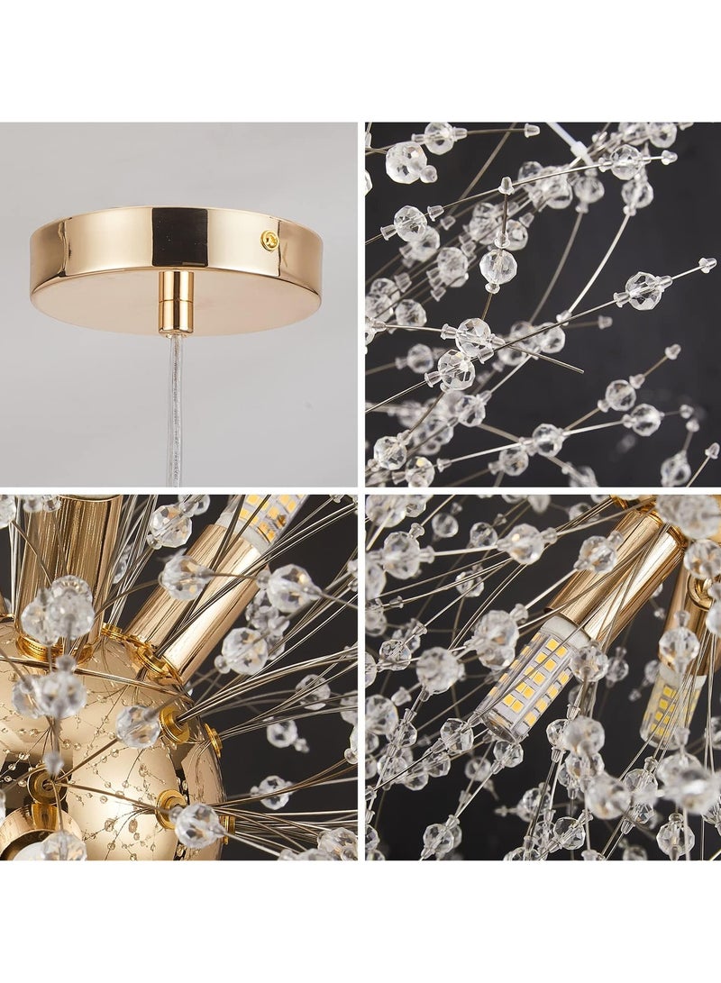 Modern Crystal Chandeliers Firework 8-Light Chrome Dandelion Sputnik Ceiling Light Fixtures - Image 2
