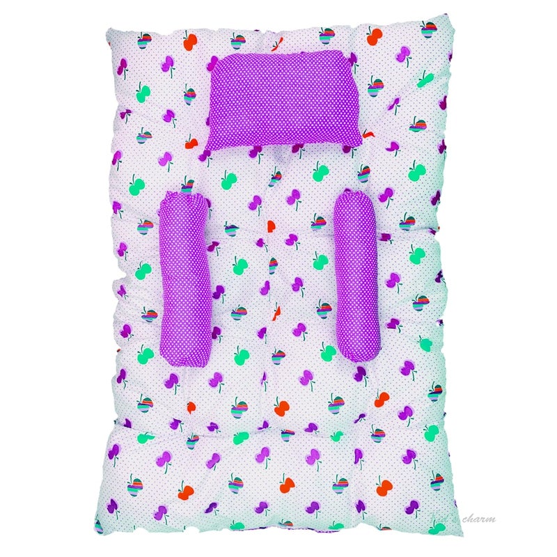 Kid's Charm Kids Charm Baby Sleeping CherryMini Portable 2 in 1 for 0 to 4 Months New Born Baby Baby Sleeping Bed Cotton PillowViolet - Image 1