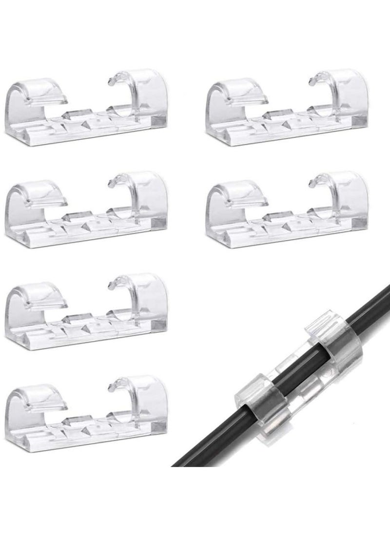 Generic Cable Clips Cord Management for Office Desk PC TV Electric Power Extension Wire Hooks Clip with Adhesive Tapes - Clear Sticky Tidy Cord and Wires Organiser Clips (Transparent - 60 Packs)  - Image 1