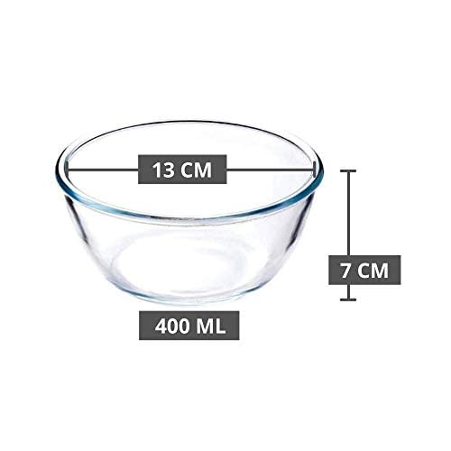 Femora Borosilicate Glass Mixing Bowl with Lid, 2 Pcs Set (400ml & 1050ml), Serving Bowl, Kitchen, Oven & Microwave, Dishwasher and Freezer Safe, Scratch Resistant, Round, Transparent - Image 2