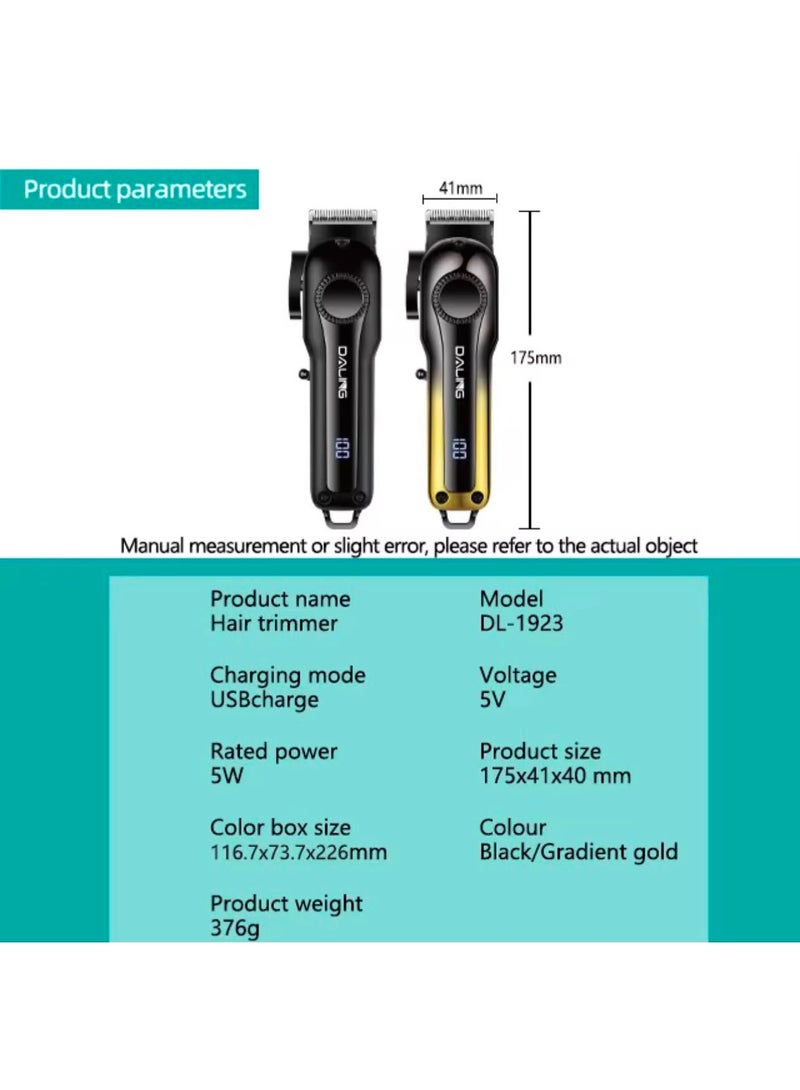 DALING DL-1923 Professional Hair Clipper USB Rechargeable with Digital Display, Blade Head with Four-level Micro-adjustment - Image 2