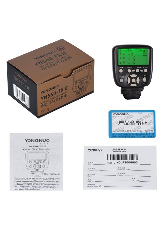 YONGNUO Upgraded YN560-TX II LCD Flash Trigger Remote Controller, for Canon and YN560IV/III YN660 with Wake-up Function for Canon Cameras - Image 2