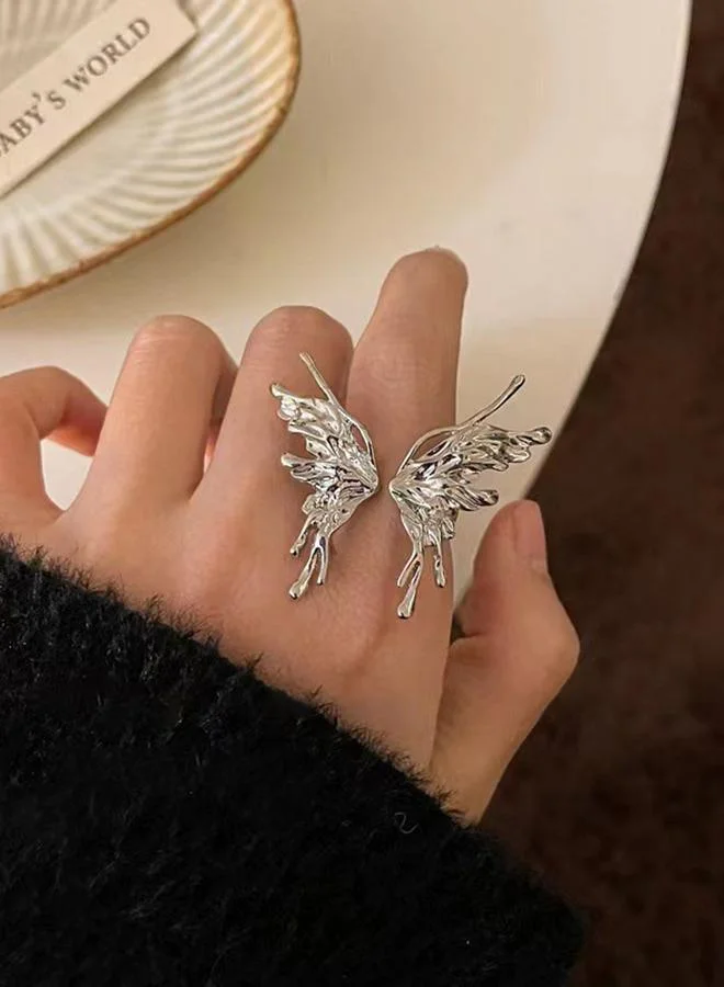 Take Two  Silver Tone Butterfly Drip Ring for Women | Best Price UAE