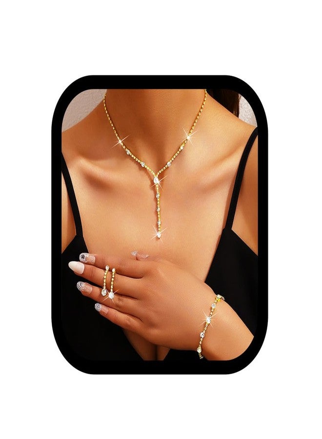 EVILD Gold Jewelry Sets Prom Necklace and Earring Set for Women - Image 1