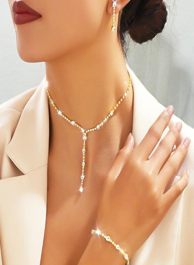 EVILD Gold Jewelry Sets Prom Necklace and Earring Set for Women - Image 2