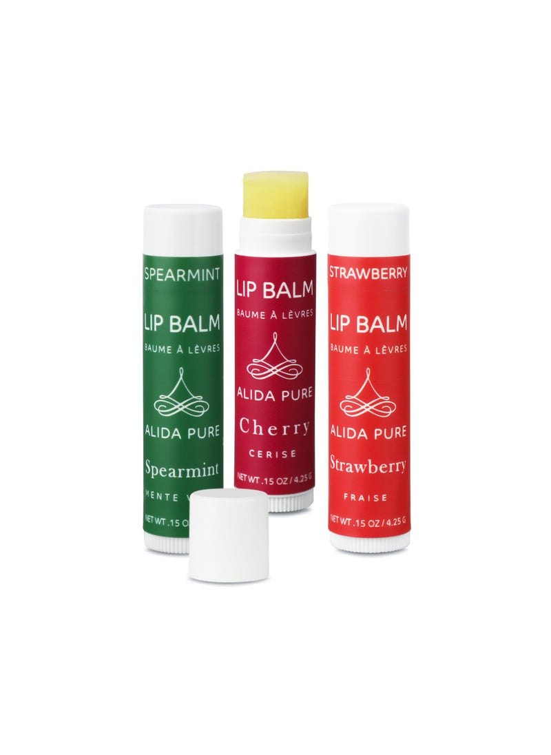 ALIDA PURE - ALIDA PURE Berry Mint Lip Balm Collection, Vegan Lip Balm Set, Bees Wax Free, Coconut Oil Free, Avocado Oil, Organic Jojoba Oil, Vitamin E, Natural Moisturizer For Dry Cracked Lips, 3 Tube Set - Image 1