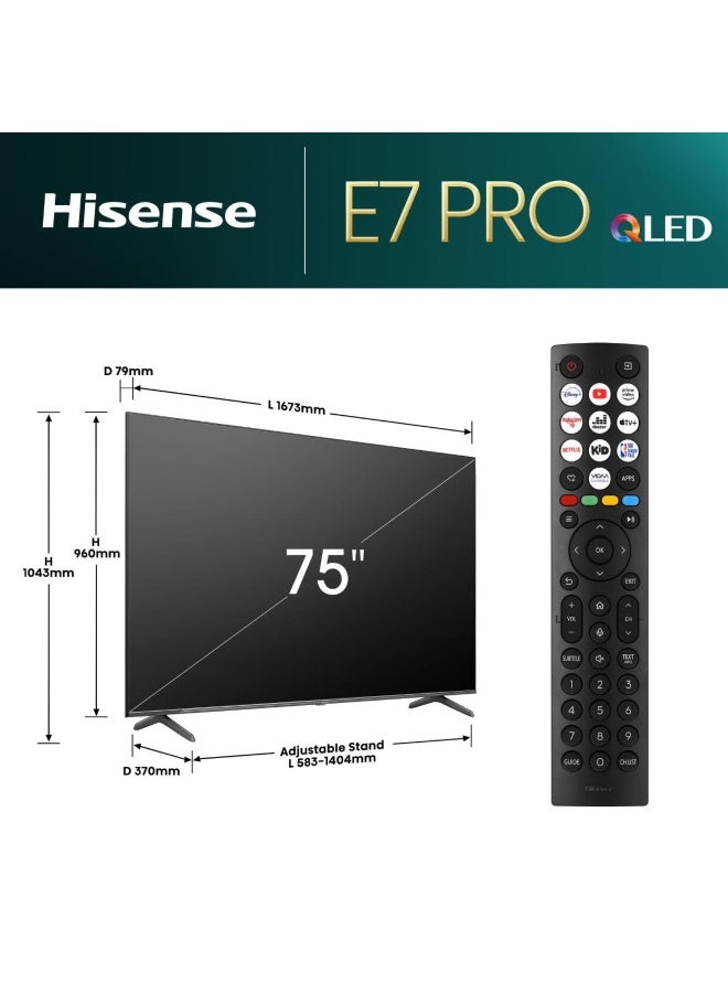 Hisense 75 Inch Smart TV, QLED, 4K Ultra HD, Dolby Atmos, VIDAA Smart OS, 144HZ, Game Mode, AI Picture 75Q72Q Black - Image 2