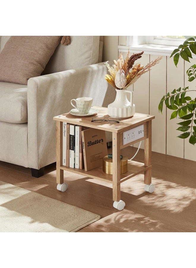 YUFAM 2-Tier Printer Stand with Charging Post-Wood - Image 5