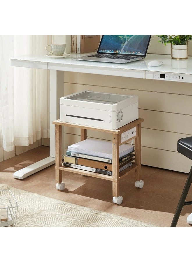 YUFAM 2-Tier Printer Stand with Charging Post-Wood - Image 4