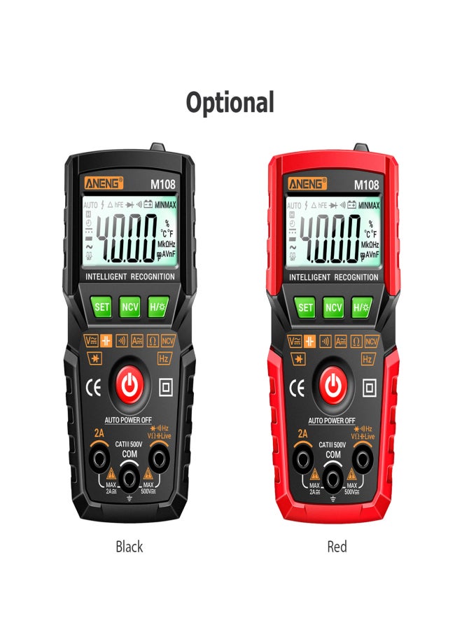 ANENG M108 Smart Digital Multimeter Auto Range 4000 Counts NCV Universal Meter Handheld Multifunctional Tester Voltmeter Ammeter with Backlight Flashlight AC/DC Voltage & Current Resistance - Image 2