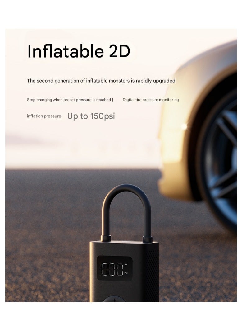 ضاغط هواء محمول من  2 لاسلكي - منفاخ إطارات صغير ، مضخة هواء أوتوماتيكية ، نفخ تلقائي سريع 150 رطل لكل بوصة مربعة مع مقياس ضغط رقمي (محمول و USB-C) للسيارة ، والدراجات ، والدراجات النارية ، والكرة ، - Image 5