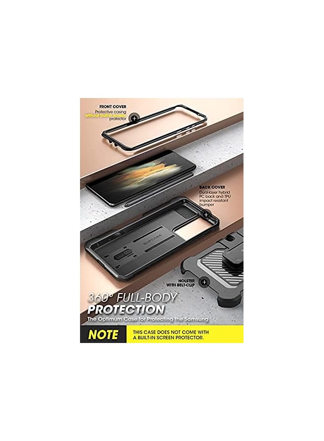 SupCase UB Pro Series Case for Samsung Galaxy S21 Ultra 5G(2021 Release) Without Built-in Screen Protector, Full-Body Dual Layer Rugged Holster & Kickstand Case with S Pen Slot (Black) - Image 4