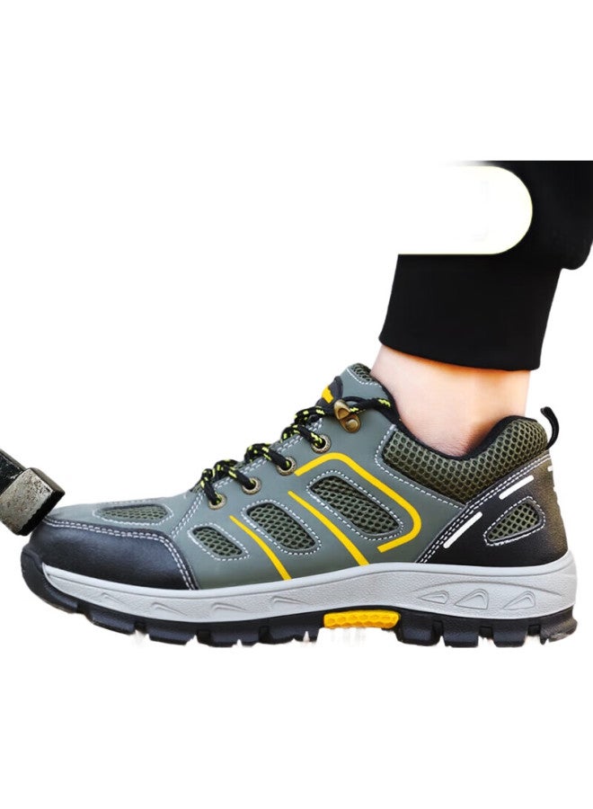 Jingtu أحذية أمان للرجال، أحذية قطنية شتوية، كعب فولاذي، مقاومة للثقب، غير قابلة للانزلاق، مقاومة للاهتراء، أحذية أمان وظيفية 857، مقاس 42 - Image 1