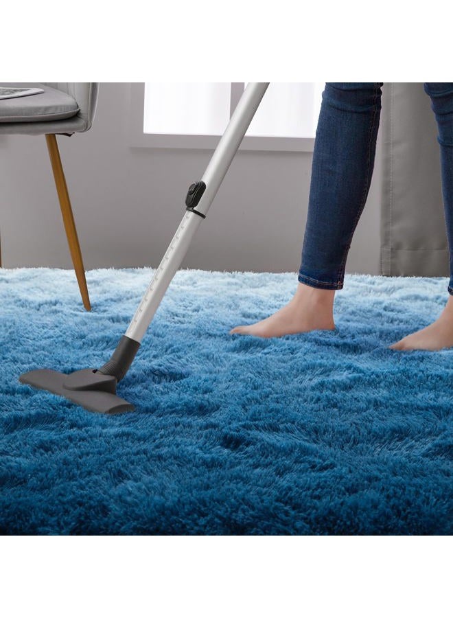 DweIke Luxury Fluffy Kids Rugs for Living Room Bedroom, 8x10 Large Shaggy Gradient Navy Blue Area Rug for Girls Boys, Upgrade Plush Non-Slip and Washable Colorful Fuzzy Carpet for Dorm Nursery Decor - Image 5