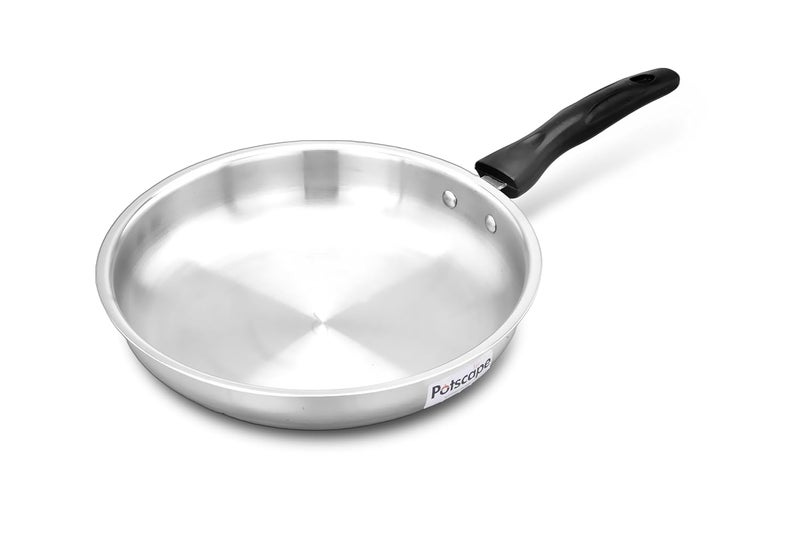 Potscape Essential Stainless Steel Frypan 20 Cm Heavy Bottom Steel Pan InductionGas Compatible Dishwasher Safe 2Year Warranty Frying Pan Steel Versatile Steel Fry Pan for Cooking - Image 1