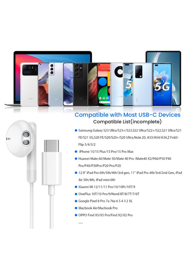 KASTWAVE USB-C Headphones with Microphone - Wired In-Ear Earbuds Compatible with iPhone 15 Pro Max, iPad Pro, Samsung Galaxy S23 S22 S21, and Pixel 8 - Image 5