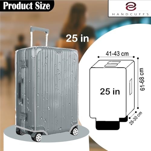 Handcuffs PVC Transparent Luggage Trolley Waterproof Cover|Dust Proof Suitcase & Trolley Bag Cover - 25 Inches - Image 3