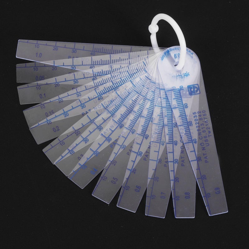 Uxcell 0.05-1mm Thickness Plastic Feeler Gauge Gap Filler Measuring Tool 13 in 1 Light Blue - Image 3