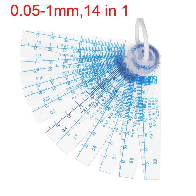 Uxcell 0.05-1mm Thickness Plastic Feeler Gauge Gap Filler Measuring Tool 13 in 1 Light Blue - Image 2