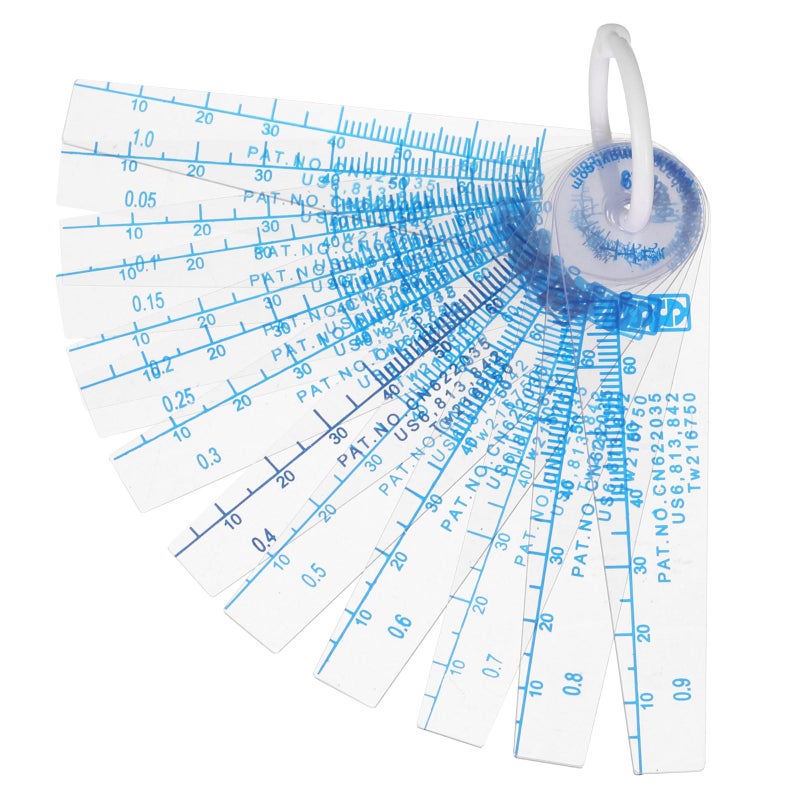 Uxcell 0.05-1mm Thickness Plastic Feeler Gauge Gap Filler Measuring Tool 13 in 1 Light Blue - Image 1