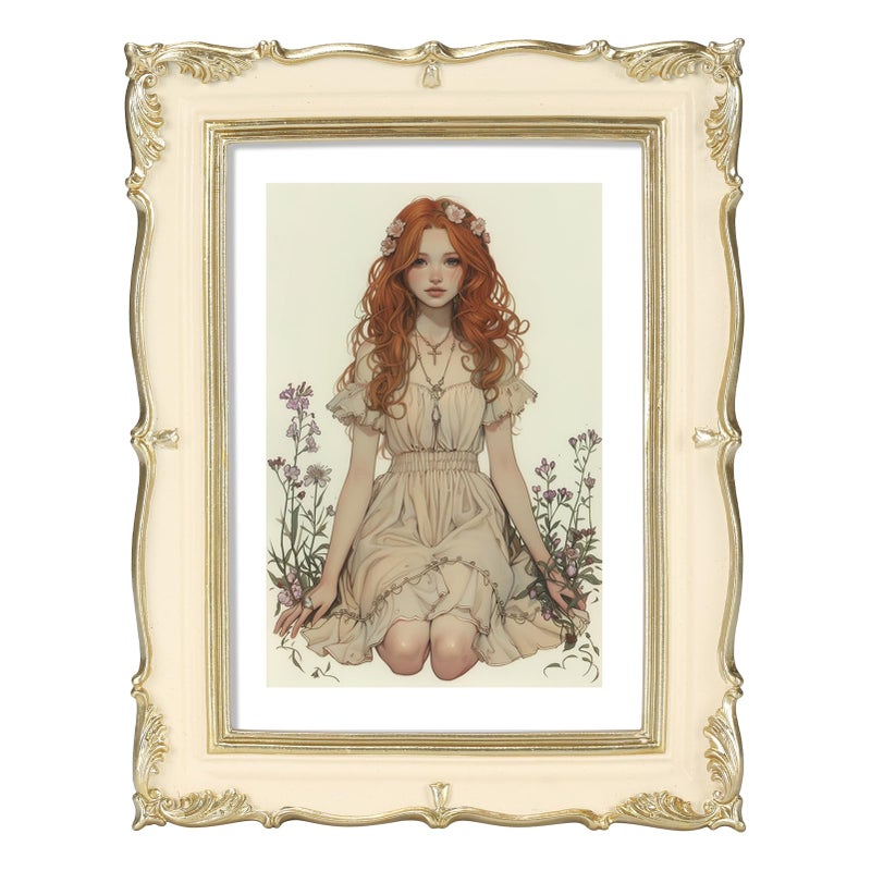PHAREGE Vintage Picture Frame 5x7 Cream Yellow Gold, 5 by 7 Ornate Decorative Antique Frame with Mat for 4x6 Photo, Fancy Matted Frame for Desktop or Wall, Horizontal or Vertical - Image 1