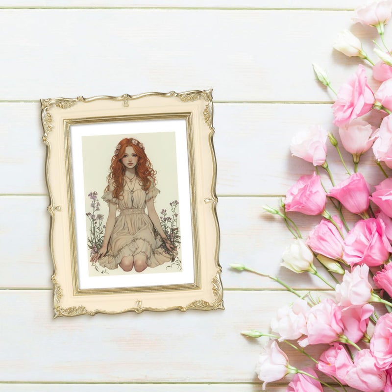 PHAREGE Vintage Picture Frame 5x7 Cream Yellow Gold, 5 by 7 Ornate Decorative Antique Frame with Mat for 4x6 Photo, Fancy Matted Frame for Desktop or Wall, Horizontal or Vertical - Image 3