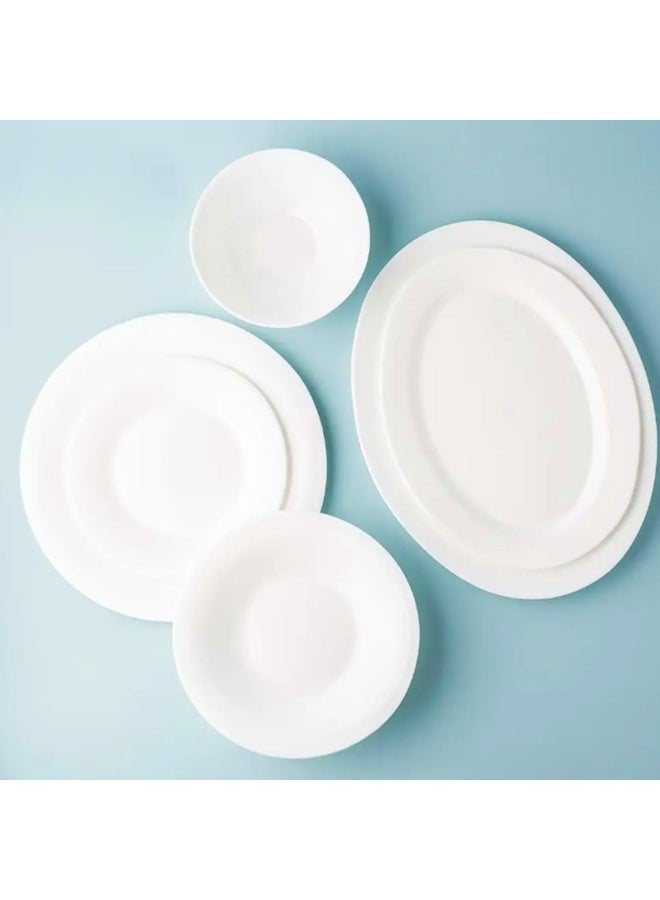 Melrich 38-Piece Opalware Dinner Set With 8 X 25 Cm Dinner Plate, 8X 18 Cm Desert Plate, 8X7.5 '' Soup Plate, 8X 13 Cm Serving Bowl, 2X23 Cm Serving Bowl, 1 X 30 Cm Oval Plate, 2 X 25 Cm Grill Tray, Serves 8, White - Image 2