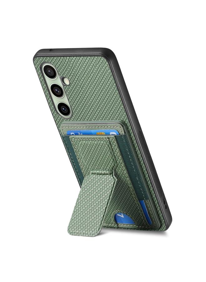 إيروريكس جراب لهاتف Samsung Galaxy A56 5G مصنوع من ألياف الكربون مع حامل قابل للطي وحقيبة بطاقات مرنة - Image 3