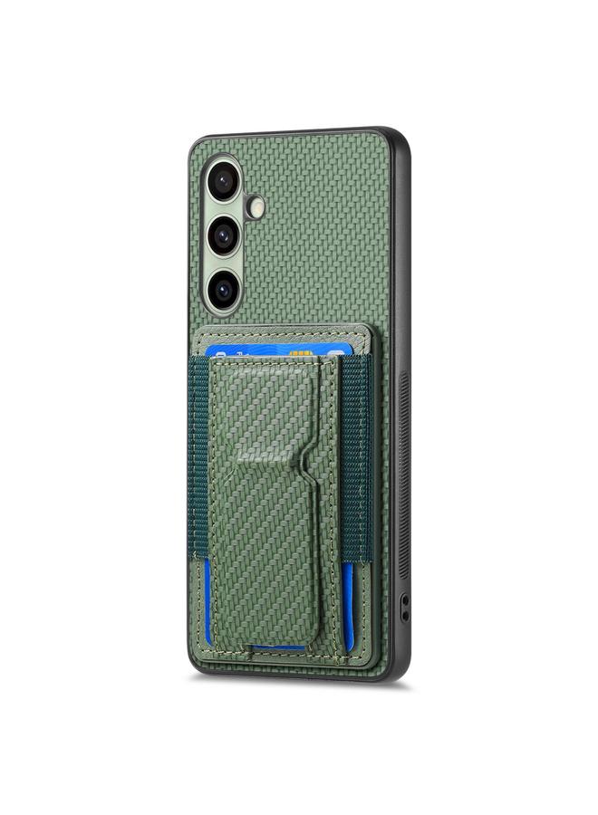 إيروريكس جراب لهاتف Samsung Galaxy A56 5G مصنوع من ألياف الكربون مع حامل قابل للطي وحقيبة بطاقات مرنة - Image 2