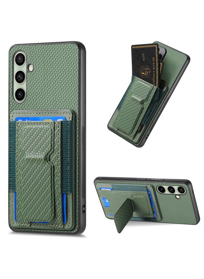 إيروريكس جراب لهاتف Samsung Galaxy A56 5G مصنوع من ألياف الكربون مع حامل قابل للطي وحقيبة بطاقات مرنة - Image 1