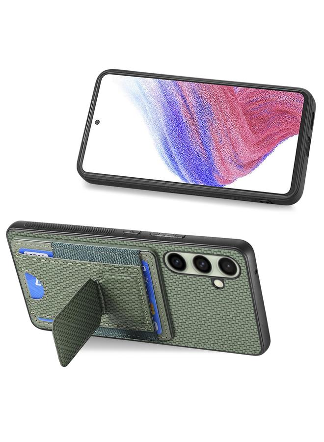 إيروريكس جراب لهاتف Samsung Galaxy A56 5G مصنوع من ألياف الكربون مع حامل قابل للطي وحقيبة بطاقات مرنة - Image 5