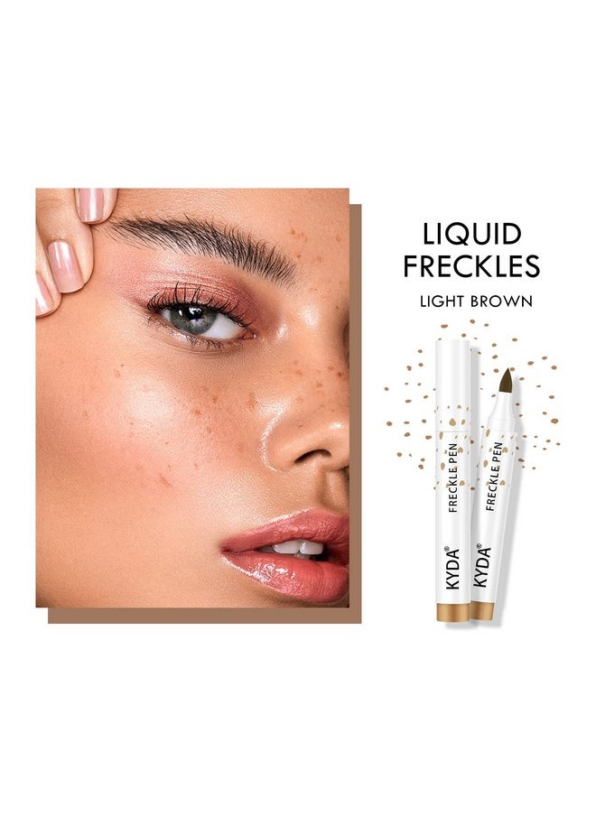 KYDA 2 Colors Freckle Pen,Natural Lifelike Freckle Makeup Pen Magic Freckle Color,Waterproof Longlasting Soft Dot Sopt Pen,For Natural Effortless Sunkissed Makeup-Dark Brown&Light Brown  - Image 2
