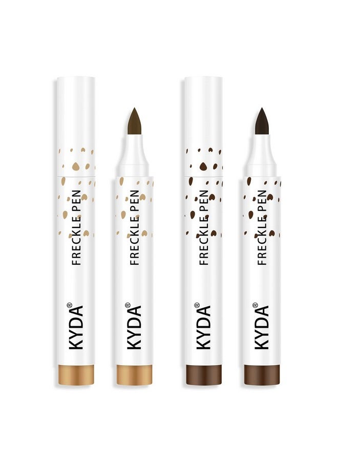 KYDA 2 Colors Freckle Pen,Natural Lifelike Freckle Makeup Pen Magic Freckle Color,Waterproof Longlasting Soft Dot Sopt Pen,For Natural Effortless Sunkissed Makeup-Dark Brown&Light Brown  - Image 1