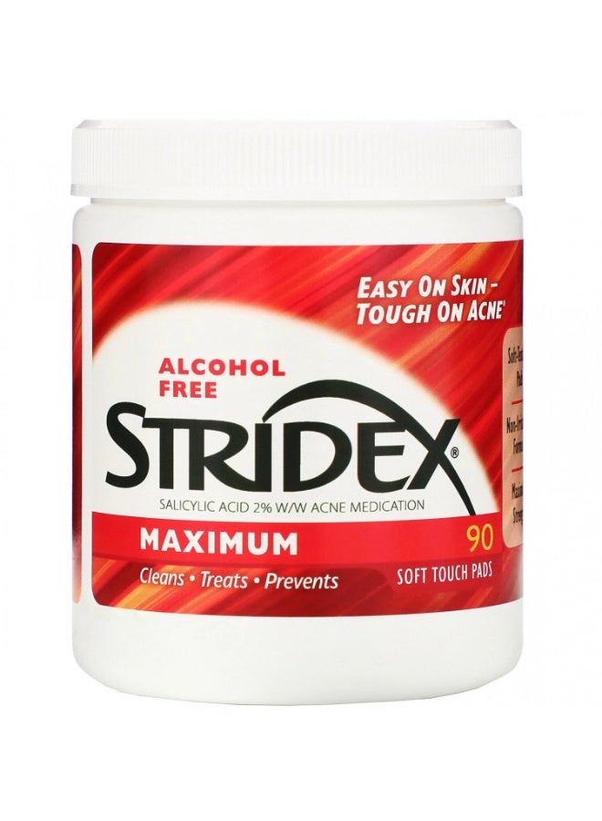 Stridex Total Acne Control – Alcohol-Free Salicylic Acid Wipes | Cleanses Pores, Reduces Blemishes and Blackheads | 90 Soft Wipes