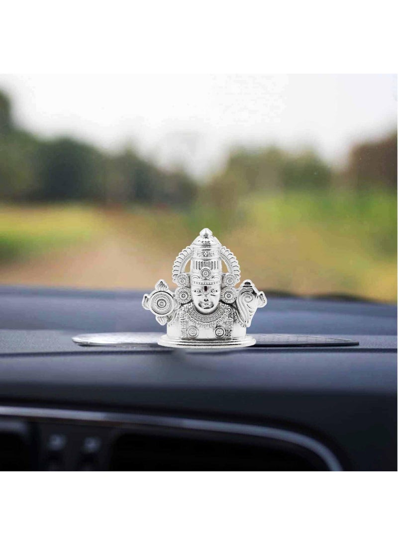 Spillbox Spillbox Car Dashboard Idols Accessories Car Dashboard Interior Perfect for Gifting Decorative Showpiece for Home and Office Varadharaja Perumal Face Silver 