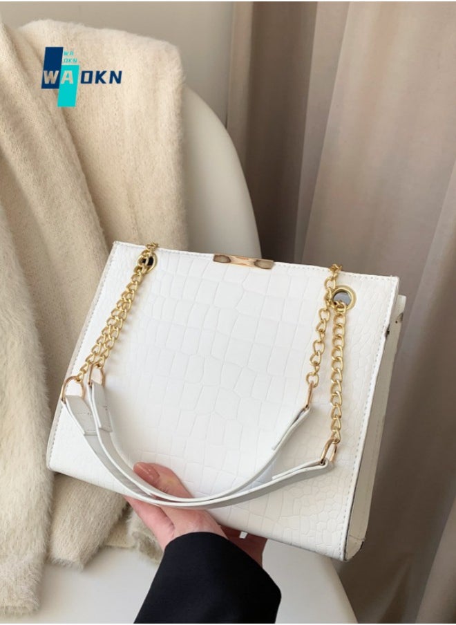 WAOKN Women's Fashion Luxury Shoulder Bags, Ladies Designer Chain Handbags Tote Bags Clutch Bag, Casual Solid Color Crossbody Bags Sling Bag Side Bag Carry Bags for College Students and Teenagers 