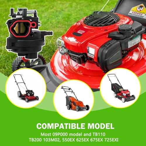 Rakiyada 799584 Carburetor Compatible with Briggs and Stratton TB110, TB200, 09P702, 103M02, 550EX, 625EX, 675EX, 725EXI, 163cc Lawn Mower Carburetor Replacement for 594058 594057 592361 594529 - Image 3