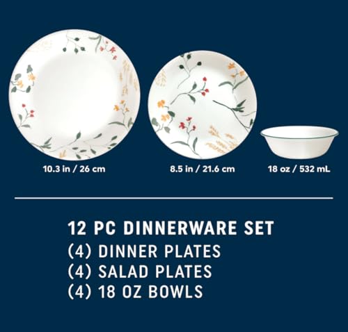 Corelle Vitrelle Signature Wildflower Scatter 12-Piece Dinnerware Set - Image 3