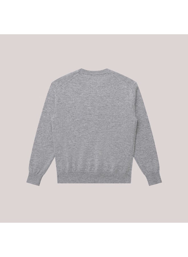 HAZZYS Hazzys Women's Round Neck Wool Sweater Abysd0bdx03, Gray Ge, 165/88a40  - Image 5