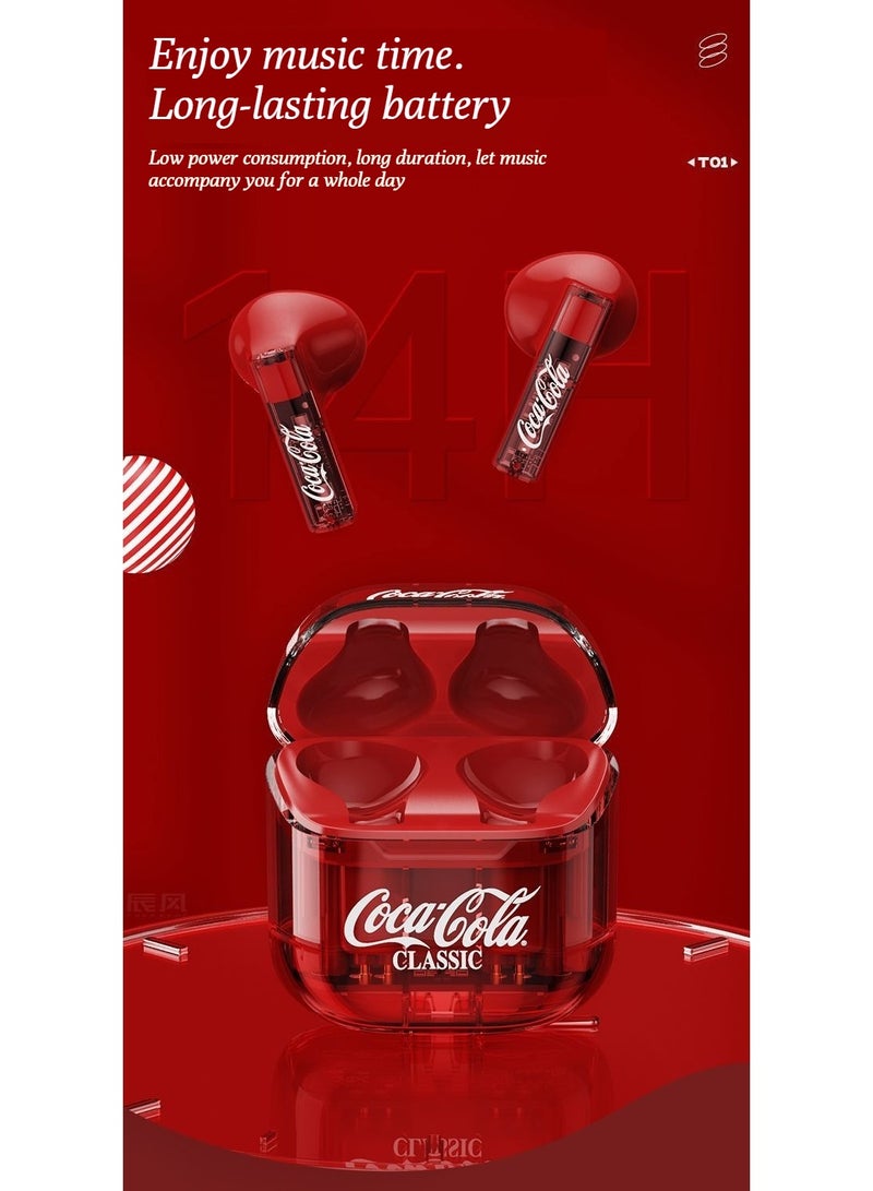 كوكا كولا سماعات رأس كوكا كولا بلوتوث، لاسلكي، نمط إدخال شبه الأذن، جودة المظهر العالية، مناسبة للرياضات والألعاب، تقليل الضوضاء، الكمون المنخفض - Image 5